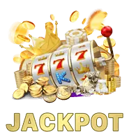 Hình ảnh máy đánh bạc (slots) với vòng quay may mắn và biểu tượng jackpot